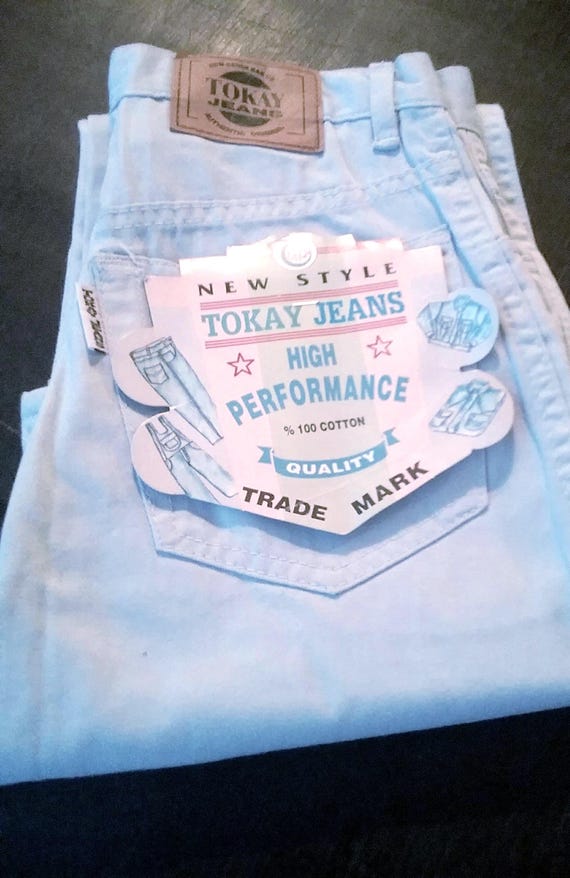 Sale 30% Pants, flared trousers, color jeans light blue, cotton, zipper/button, dimensions, other details, young fashion, gender, Tokay, vintage