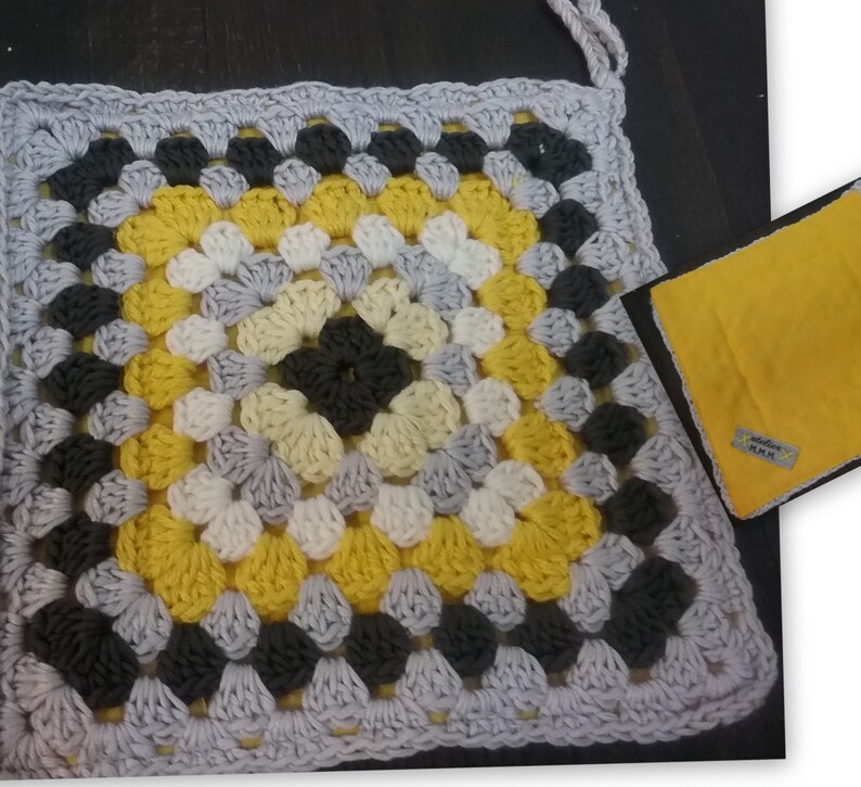 Agarraderas hechas a mano Página 2 Granny Squares con tela, accesorios para el hogar, regalos imagen 4