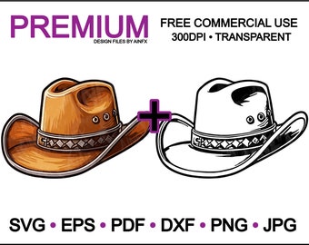 Crowning Glory: The Timeless Charm of Cowboy Hats, svg, eps, pdf, dxf, png, jpg, vector , illustrations, transparent, cricuit, engraver