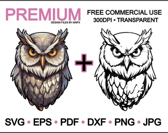 Majestic Night Guardians: Exploring the World of Owls ,svg, eps, pdf, dxf, png, jpg, vector, illustrations, transparent, sublimation, diy