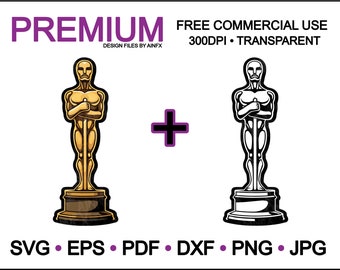 Iconic Statuette: The Oscar Award Trophy ,svg, eps, pdf, dxf, png, jpg, vector files, illustrations, transparent, cricuit craft