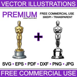 Cinematic Prestige: Statuetka Oscara, svg, eps, pdf, dxf, png, jpg, pliki wektorowe, ilustracje, przezroczyste, cricuit craft