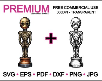 Mechanical Honors: The Robotic Trophy Tale ,svg, eps, pdf, dxf, png, jpg, vector files, illustrations, transparent, cricuit, engraving