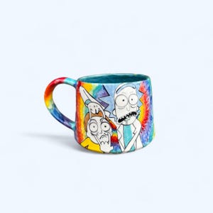 Hand Painted Rick and Morty Tie-Dye Mug