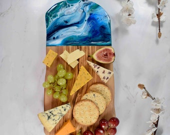 Large Olive Wood Cheese Board with Resin Art 40cm