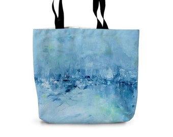 Shopper Tote Bag Blue Abstract Art - 4 Day Turnaround**