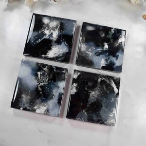 Black Grey Silver Drinks Coasters Set Fathers Day Gift Ideas image 2