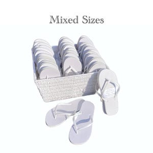 Mixed Sizes Personalised Wedding Flip Flops 20 Pairs | Basket Included | White Flip Flops