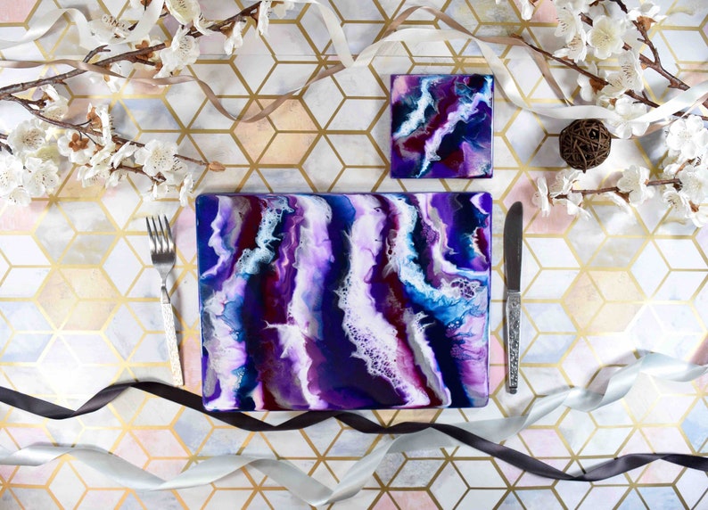 Abstract Purple Placemats and Drinks Coasters in ANY SIZE Etsy