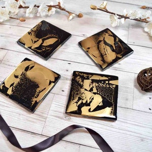 Black Gold Resin Coasters for Drinks Fathers Day Gift Ideas for Him image 5