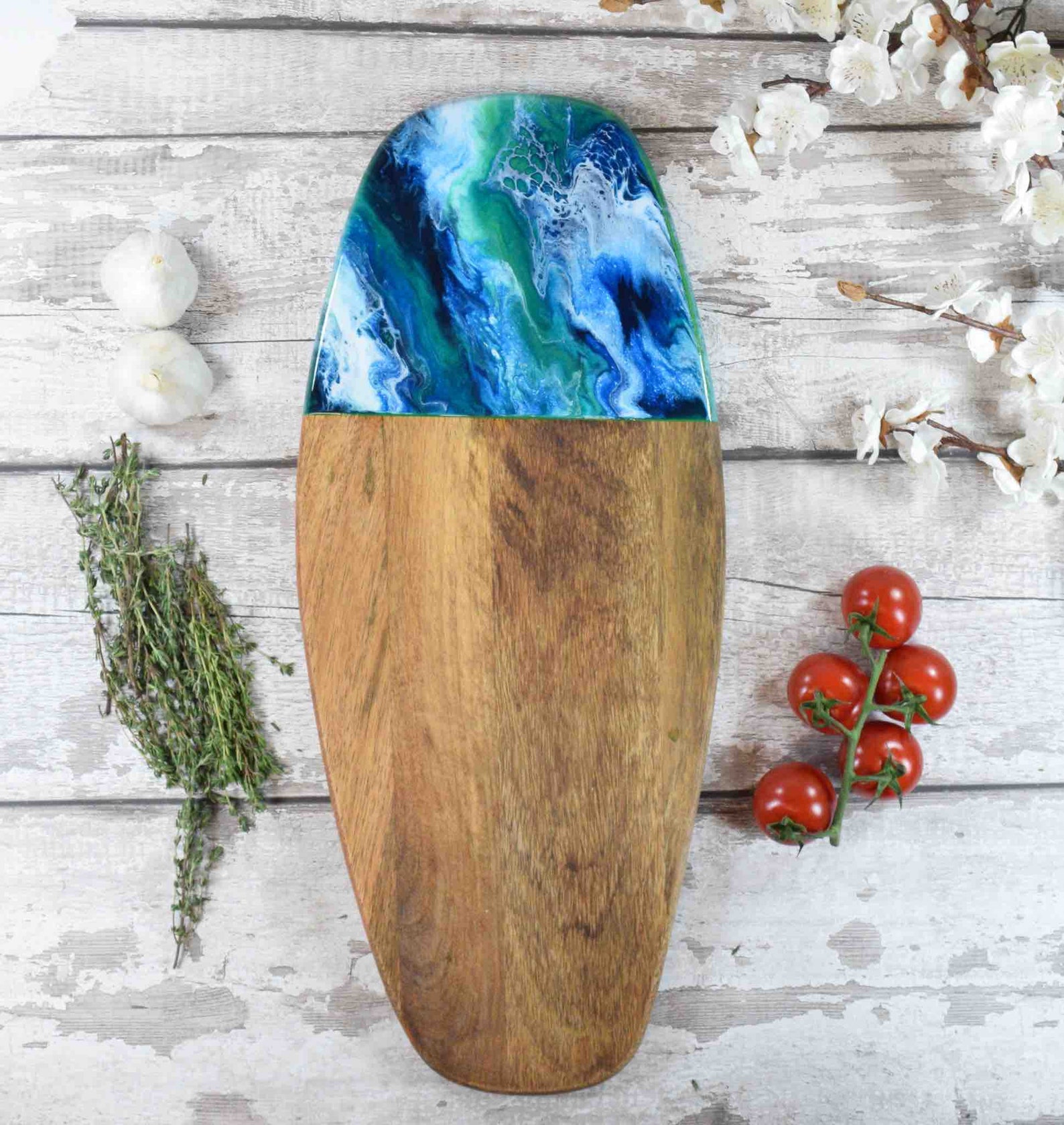 Large Wooden Cutting Board with Resin Art 52x22cm Etsy