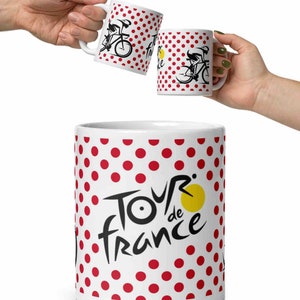 Mug en céramique Le Tour de France | Souvenir cycliste en édition limitée | Tasse en céramique à pois **Délai d'exécution de 3 jours**