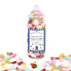 Personalised Father's Day Sweet Jar with Sweets Included - Custom Message Pick n Mix Gift Jar - **Order Will Be Posted MONDAY 18TH AUGUST**
