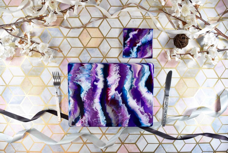 Abstract Purple Placemats and Drinks Coasters in ANY SIZE Etsy