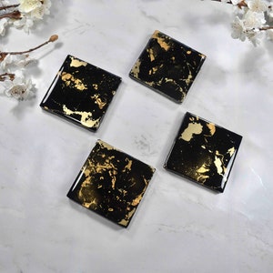 Black Gold Resin Coasters for Drinks Fathers Day Gift Ideas for Him image 10