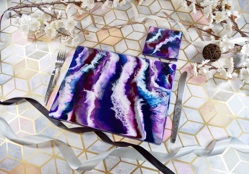 Abstract Purple Placemats and Drinks Coasters in ANY SIZE Etsy