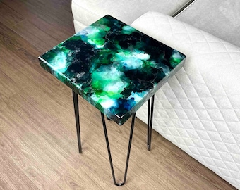 Any Colour Bespoke Handcrafted Side Table - Custom Coffee Table - Designer Resin Table - Heat Safe and Scratch Resistant