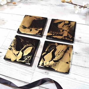 Black Gold Resin Coasters for Drinks Fathers Day Gift Ideas for Him image 8