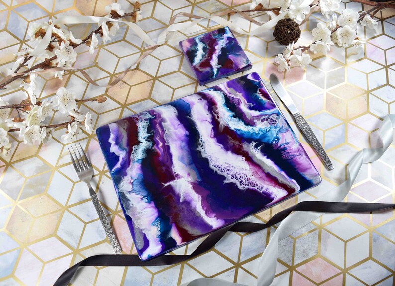 Abstract Purple Placemats and Drinks Coasters in ANY SIZE Etsy