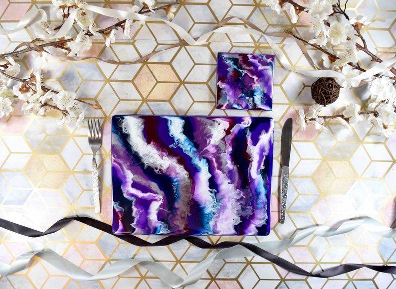 Abstract Purple Placemats and Drinks Coasters in ANY SIZE Etsy