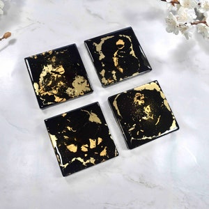 Black Gold Resin Coasters for Drinks Fathers Day Gift Ideas for Him image 3