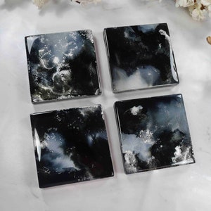 Black Grey Silver Drinks Coasters Set Fathers Day Gift Ideas image 6