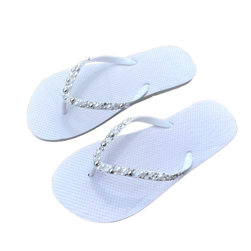 beaded flip flops women's