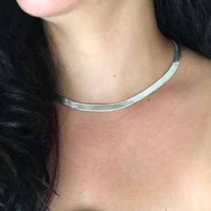 Sterling Silver Herringbone Necklace flat silver necklace shiny Silver Necklace Elegant silver necklace Former Silver Necklace evening chain