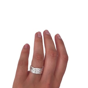 sterling silver wire ring silver layered ring silver twisted ring silver wire rolling wire ring solid silver ring multi layer silver ring