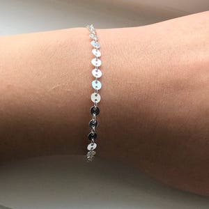 Sterling silver Coin Chain Bracelet Silver Sequin Bracelet Silver Sequins Chain Bracelet Silver Disc Chain Bracelet Sequins Disc Bracelet