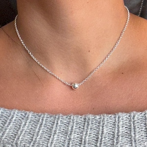 925 Sterling silver ball bead necklace Tiny Bead Necklace Dot Necklace Silver Choker Necklace Ball Chain Necklace Minimalist silver necklace