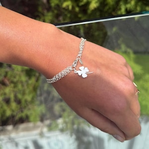 4 Leaf Clover Silver Bracelet Lucky Charm Bracelet Silver 4 Leaf Clover Bracelet 4 Leaf Clover Charm Lucky Clover Bracelet Goodluck Bracelet