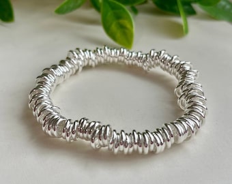 silver rings stretch bracelet elastic jump ring bracelet silver stretch bracelet silver chain link bracelet on elastic sterling silver rings