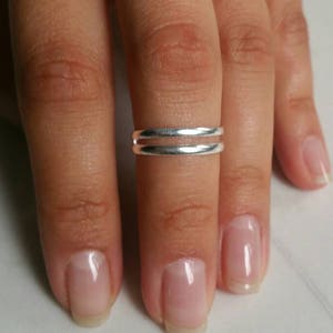 Verstellbarer Sterling Silber Doppelbandring, Midi oder Zehenring