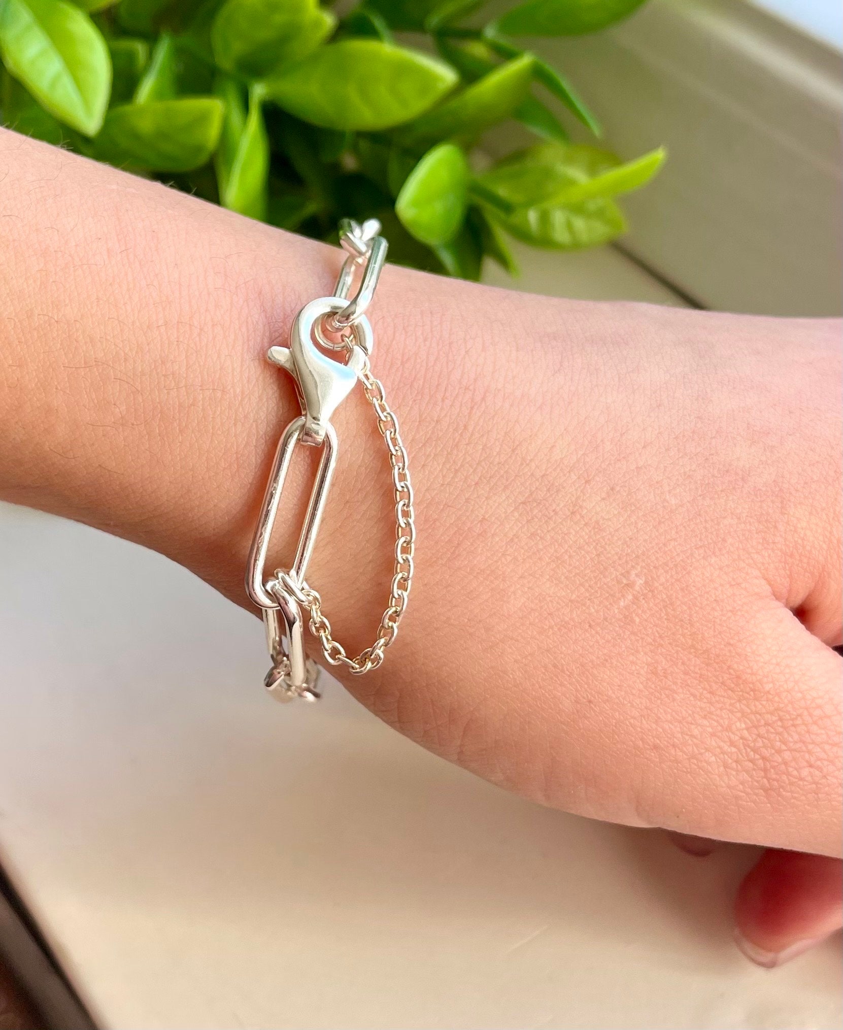 Sterling Silver Oversized Paperclip Bracelet Solid Silver