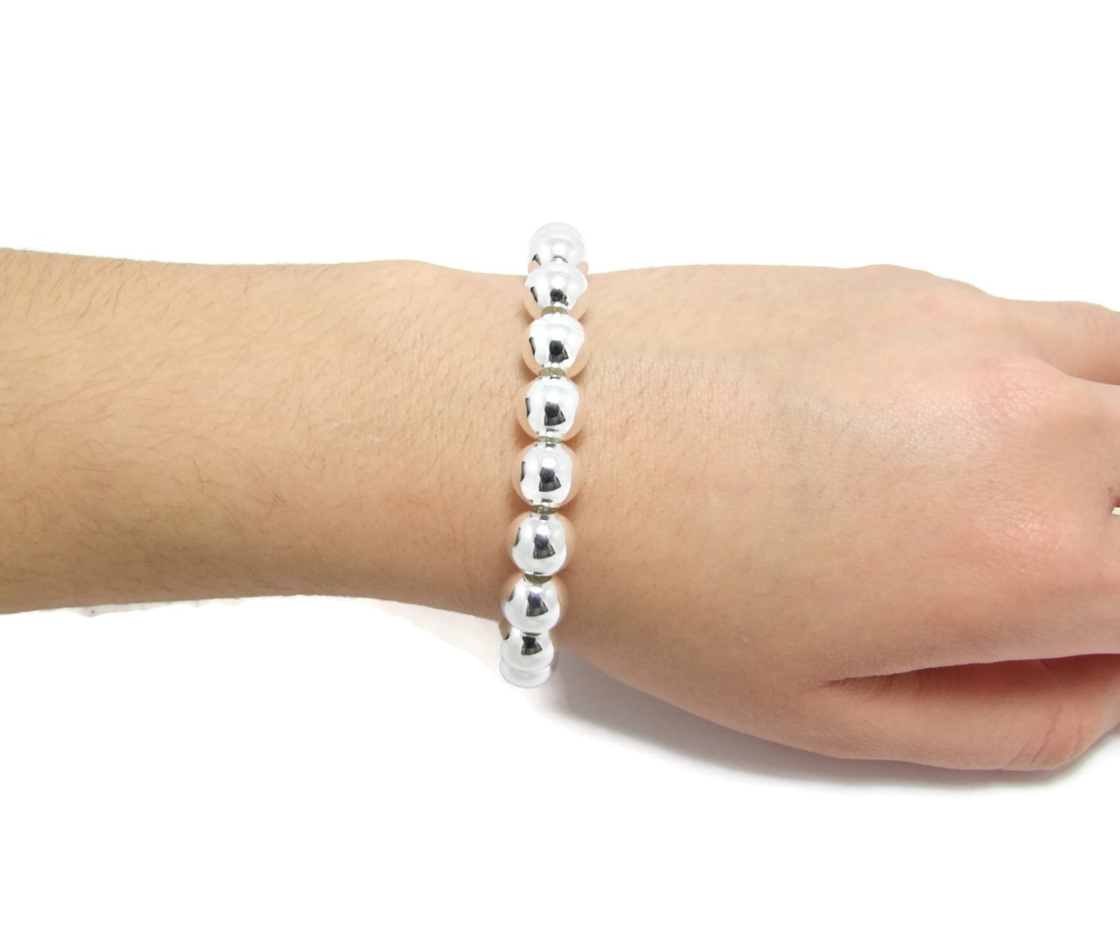 10mm Silver Ball Bracelet 925 Sterling Silver Ball Bead Etsy