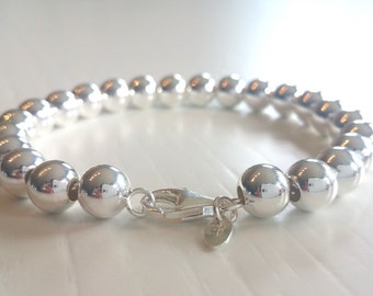 8mm Sterling Silver Ball Bracelet Silver Beaded bracelet 8mm Silver Balls Bracelet Silver bead bracelet Wedding Jewelry Bridesmaid bracelet