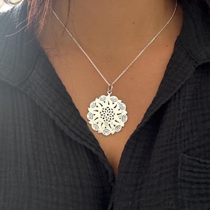 Sterling Silver Sun/Star Pendant Necklace, Long Statement Jewelry Silver sun necklace silver star necklace large pendant sterling silver