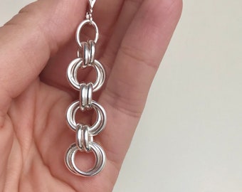 Italienska hängande örhängen i sterlingsilver, kedja i ljuskrona-stil, hängande örhängen i sterlingsilver, fina italienska silverörhängen i silver för kvinnor