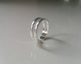 Bague midi en argent sterling Bague d'orteil en argent Bague d'articulation en argent sterling Bague double anneau en argent sterling Bague en argent réglable en argent