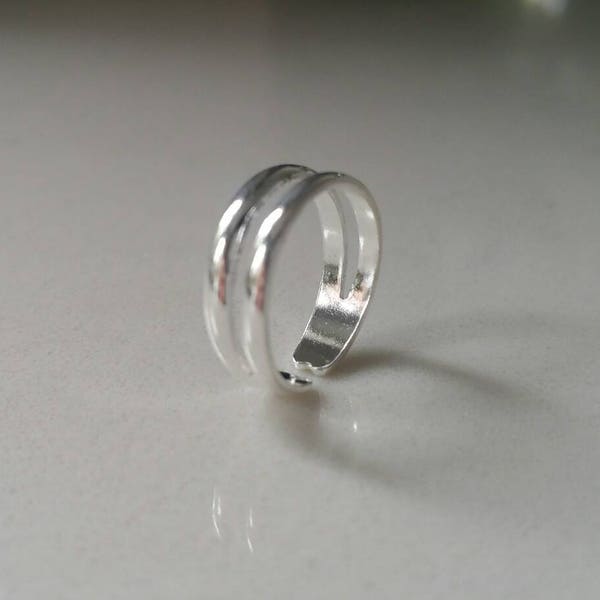 Sterling Silver Midi Finger Ring Silver Toe Ring Sterling silver Knuckle ring Sterling Silver Double Band Ring Silver Adjustable Silver Ring