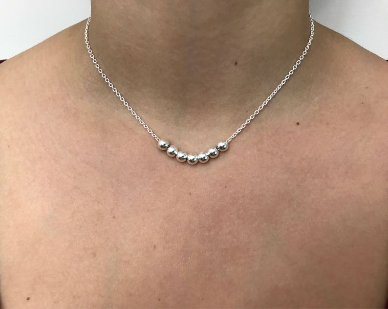 6mm Silver Beaded Necklace 6mm Ball Bead Necklace 925 Sterling Etsy