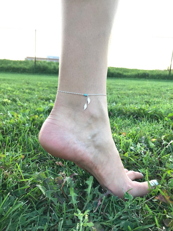 Silver Feather Anklet Feather Ankle Bracelet Boho Silver Anklet