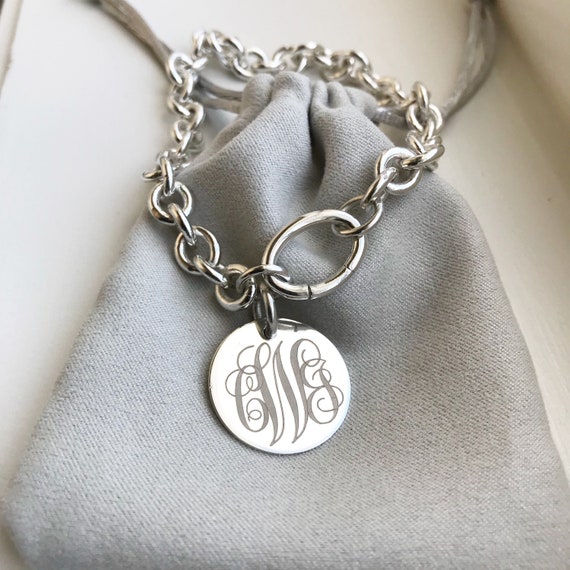 Silver cheap monogram bracelet