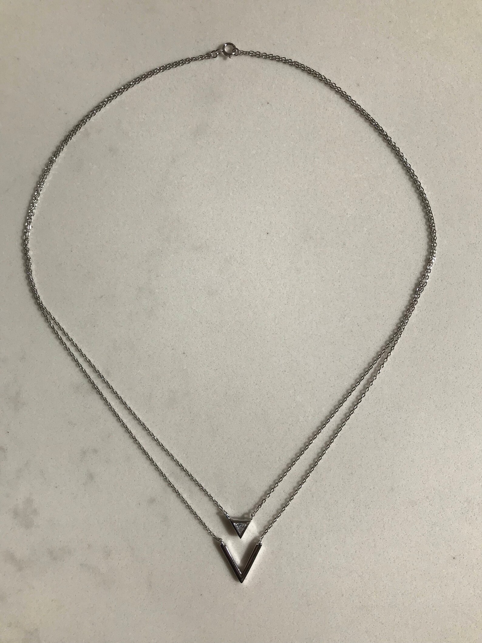 Sterling Silver V Necklace Silver Chevron Necklace Dainty Etsy