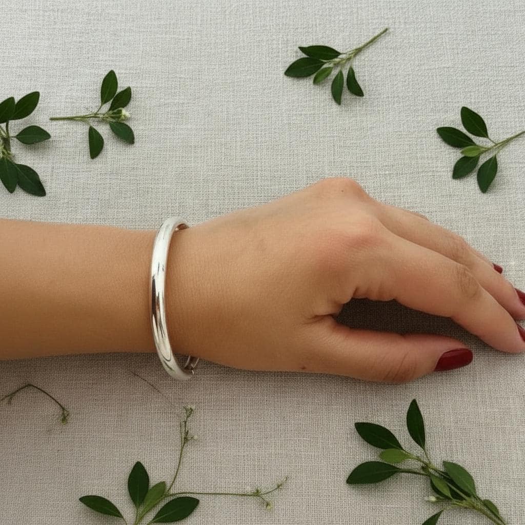 Bangle Real 925 Sterling Silver Filled Solid 6mm Bracelet Ladies - Foto 4