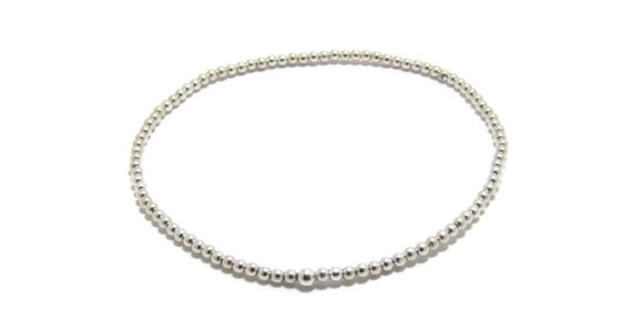 2mm Silver Ball Bead Bracelet Tiny Bead Bracelet Silver Stretch
