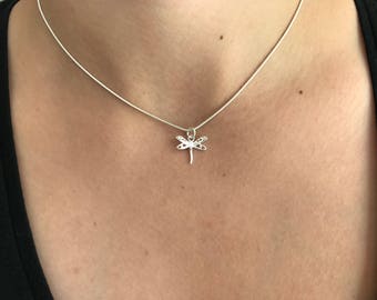 Silver Dragonfly Charm Necklace Silver Dragonfly Pendant Necklace Sterling Silver Dragonfly Necklace Dragonfly Jewelry Insect Necklace