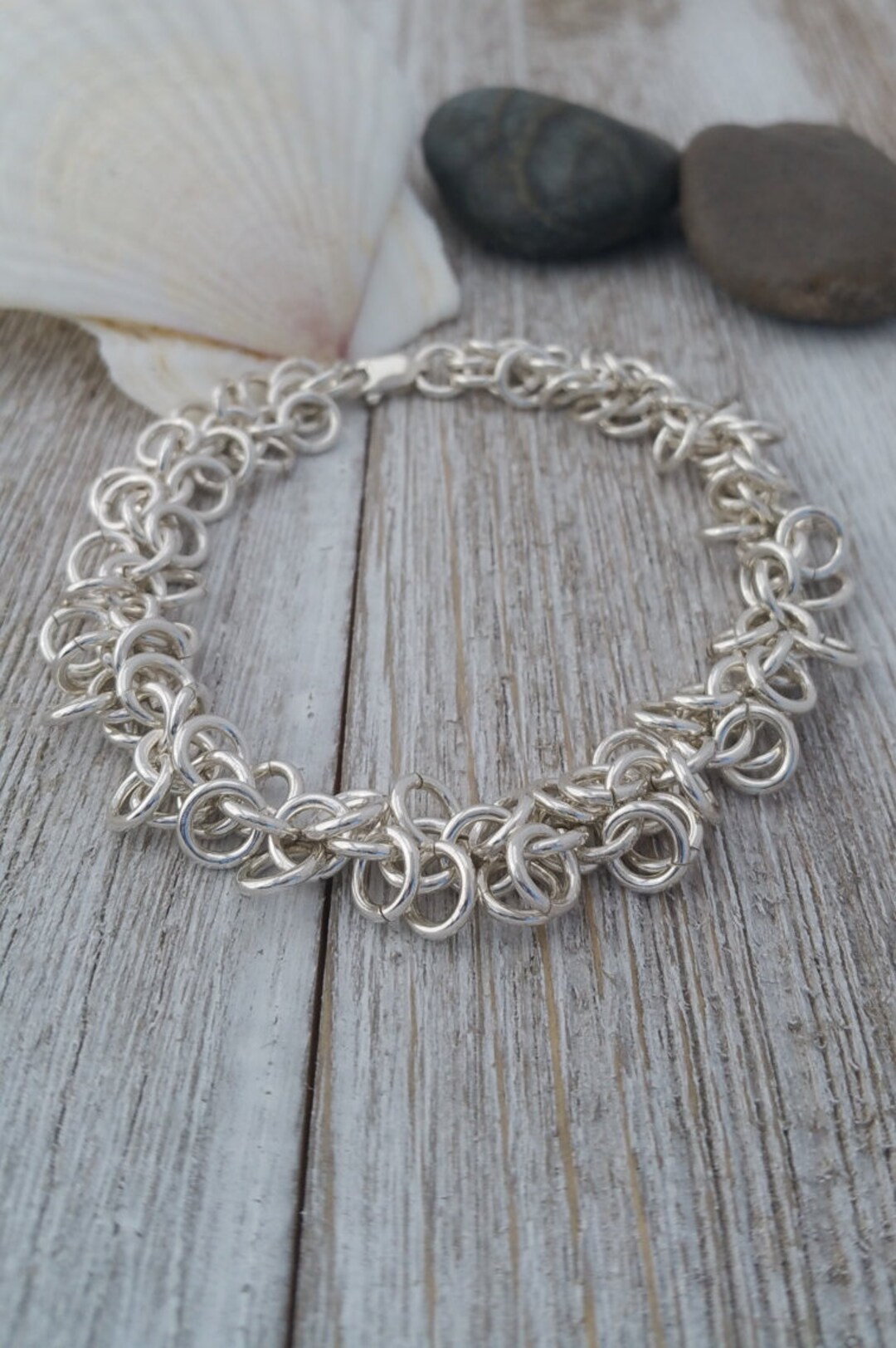Silver Jump Ring Bracelet Layered Jump Ring Bracelet Silver Etsy