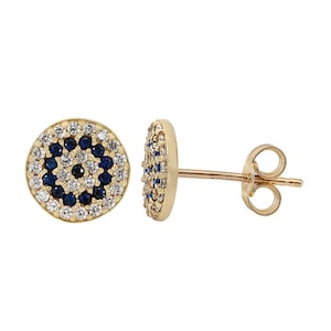 Gold stud earrings for women real gold blue earrings 10k gold blue stone earrings flower design earrings evil eye earrings something blue